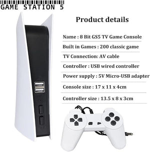 Consola GS5 Retro de Juegos – 200 Juegos Preinstalados, Compatible con TV y Soporte para Dos Jugadores