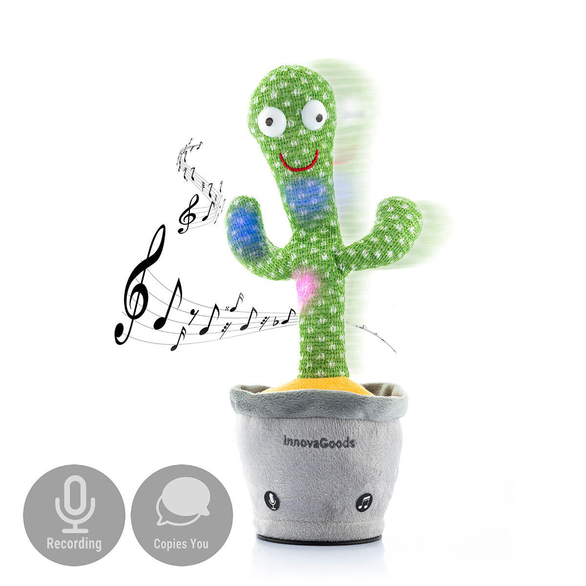 Cactus Bailarín y Parlanchín Recargable con Música y LED Multicolor Pinxi InnovaGoods